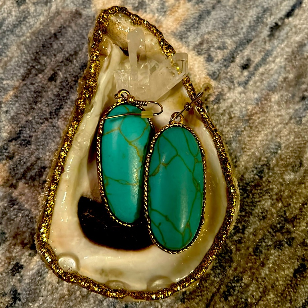 Boho faux turquoise earrings from Charming Charlie’s
